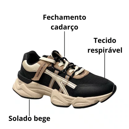 Tênis Ramarim Feminino Preto Cadarço 