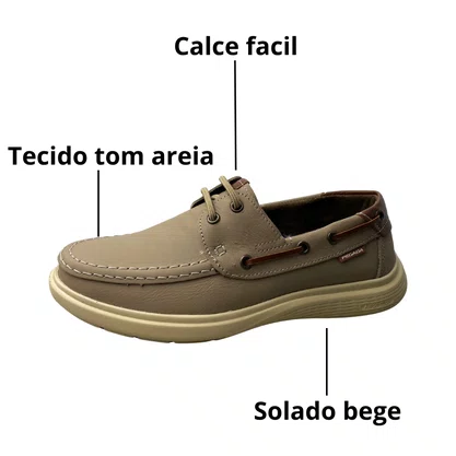 Mocassim Pegada Masculino Areia Calce Facil 