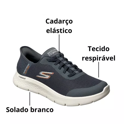 Tenis Skechers Masculino Go Walk Flex Hands Free Slip-ins Cinza