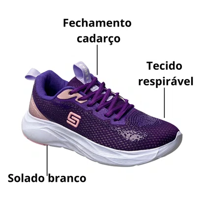 Tênis Star Flex Feminino Uva Cadarço 