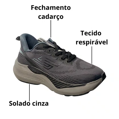 Tênis Star Flex Masculino Grafite Cadarço 