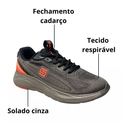 Tênis Star Flex Masculino Grafite Cadarço 