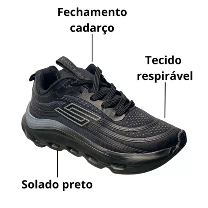 Tênis Star Flex Masculino Preto Cadarço 