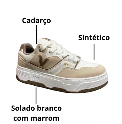 Tênis Via Marte Feminino Bege Cadarço 