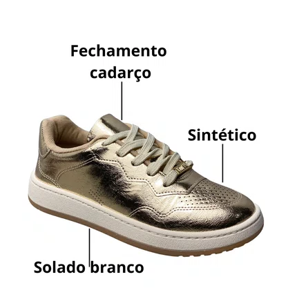 Tênis Vizzano Feminino Dourado Cadarço 