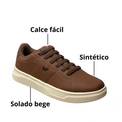 Tênis West Coast Masculino Camel Calce Fácil 