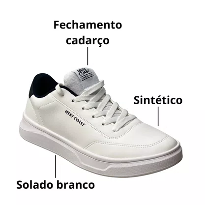 Tênis West Coast Masculino White Cadarço 
