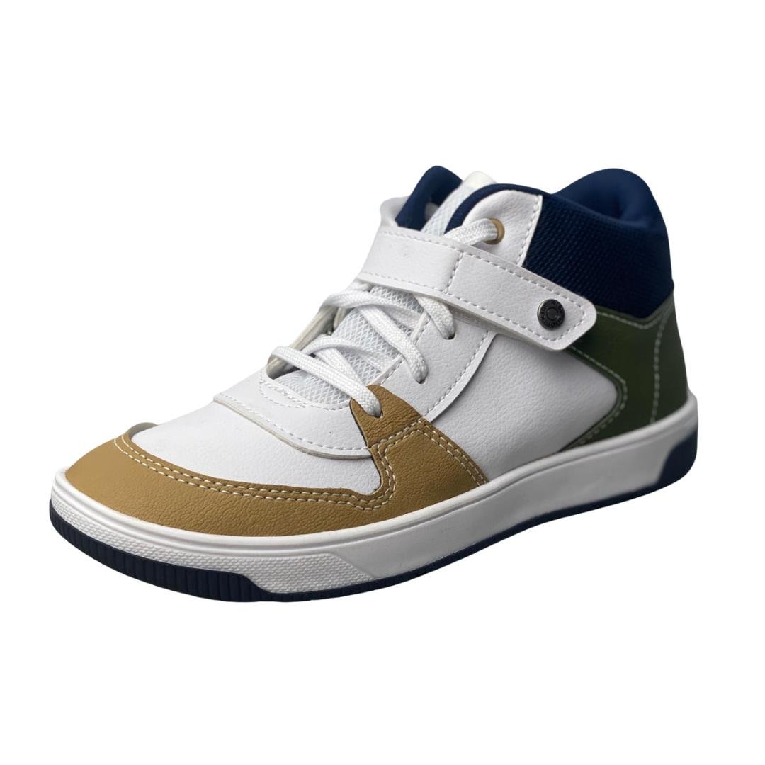 Tênis Bota Kidy Infantil Branco Multicolor Fechamento Cadarço 