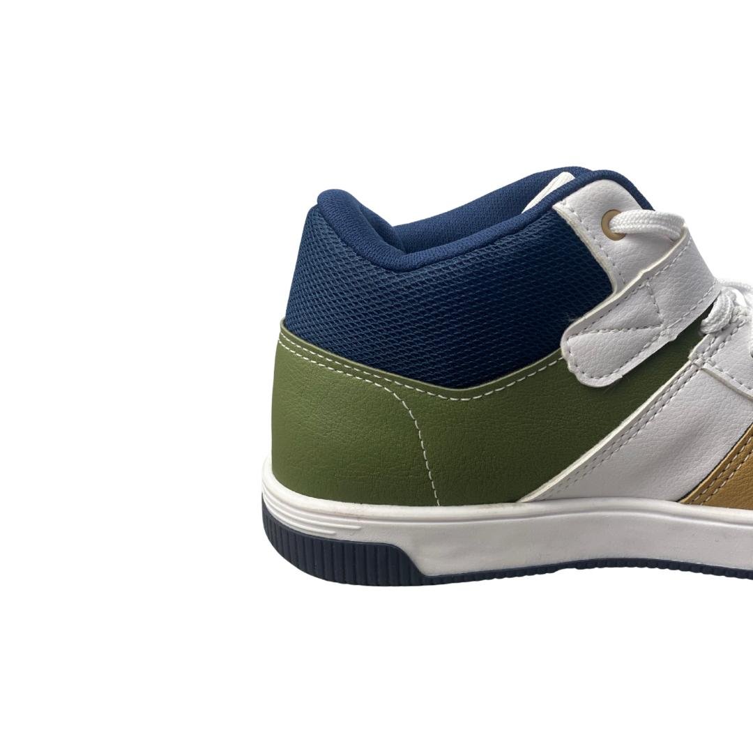 Tênis Bota Kidy Infantil Branco Multicolor Fechamento Cadarço 