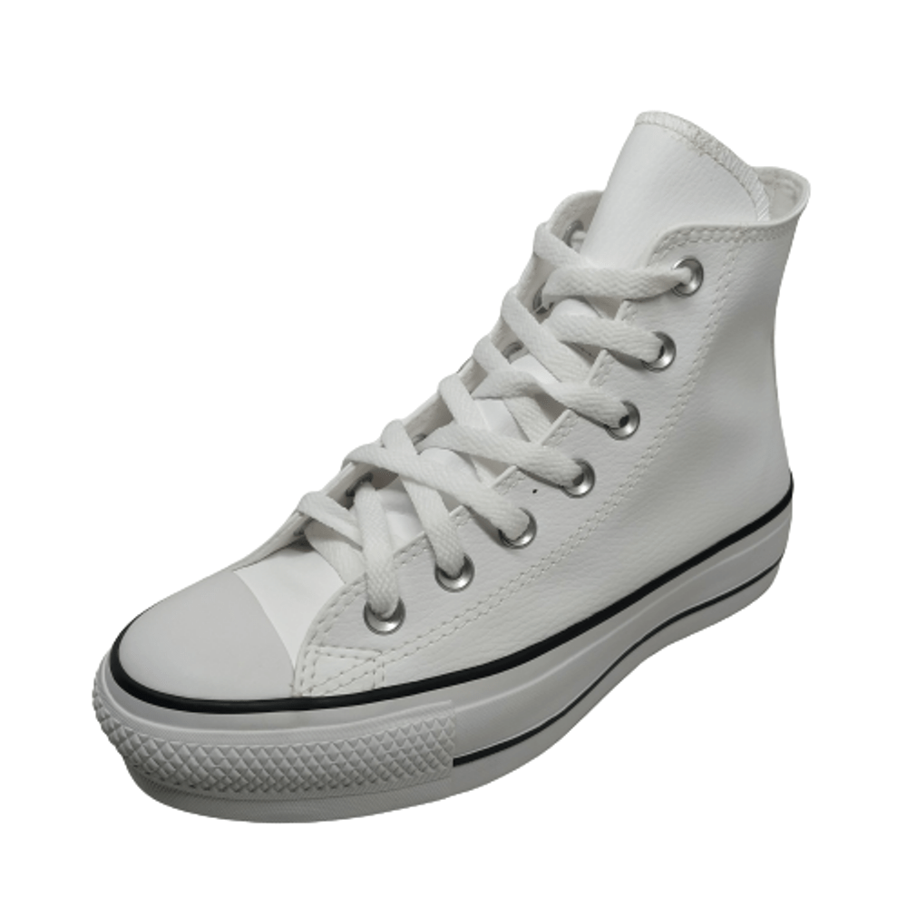 All Star Plataforma Branco de Couro