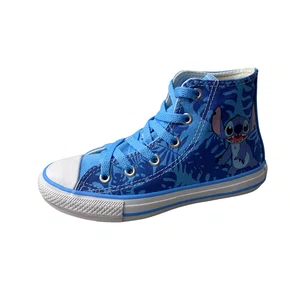 All Star Stich Azul Branco Fechamento Cadarço 