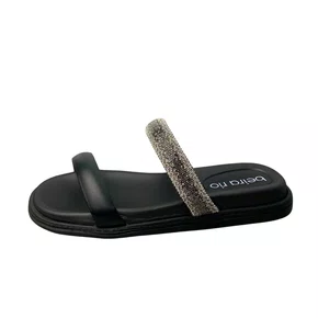 Birken Beira Rio Feminina Preta Tira Cravejada 