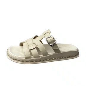 Birken Beira Rio Feminino Branco Off Fivela Prateada 
