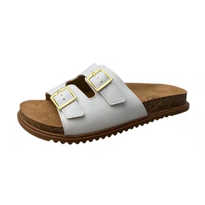 Birken Molekinha Feminina Infantil Branco Fivelas Douradas