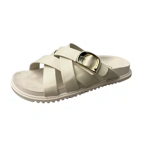 Birken Molekinha Feminina Infantil Branco Off Fivela Dourada