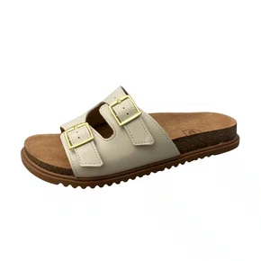 Birken Molekinha Feminina Infantil Branco Off Fivelas Douradas