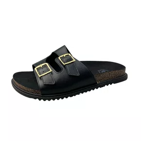 Birken Molekinha Feminina Infantil Preto Fivelas Douradas