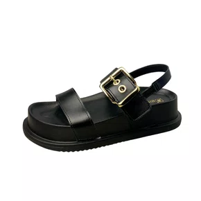 Birken Santinelli Feminina Preto Fivela Dourada
