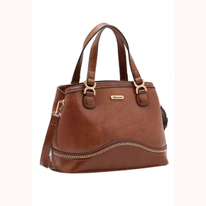 Bolsa Chenson Feminina Marrom Ferragens Douradas 