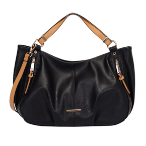 bolsa hobo grande bicolor com zíperes Preto