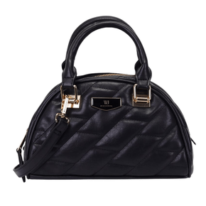 Bolsa satchel média matelassé arredondada Preto