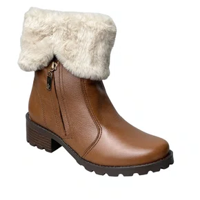 Bota Pegada Feminina Pinhão Couro 