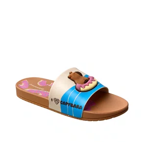 Chinelo Grendene Infantil Feminino Marrom Capivara 