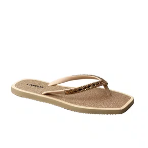 Chinelo L´amour Feminino Bege Glitter