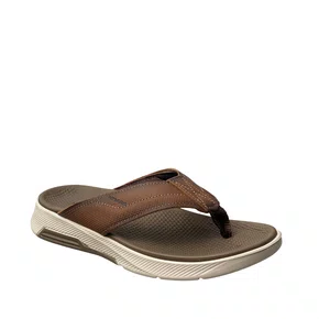 Chinelo Pegada Masculino Caqui Couro