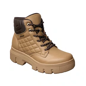 Coturno Kolosh Feminino Camelo Fecho Zíper 