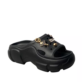 Crocs Aberto Yvate Feminino Preto Acompanha Acessórios