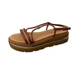 Flat Bebecê Feminina Pecan Tira Cravejada 
