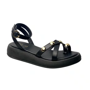 Flat Sua Cia Feminino Preto Ferragens Douradas