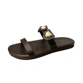 Flat Via Scarpa Feminino Macchiato Ferragens Douradas 