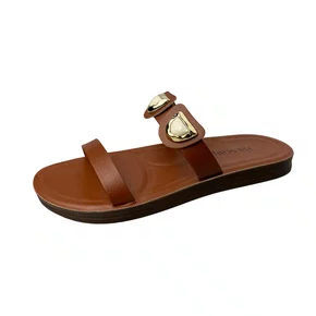 Flat Via Scarpa Feminino Tiramissu Ferragens Douradas 