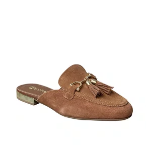 Mule Santinelli Feminino Caramelo Ferragem Dourada 