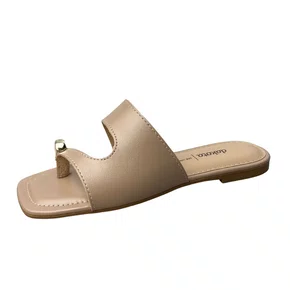 Rasteirinha Dakota Feminina Capuccino Ferragem Prateada 