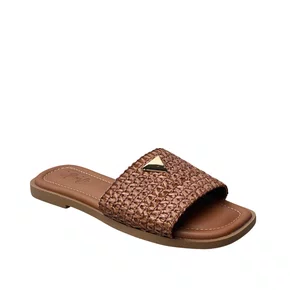 Rasteirinha Helena Be Feminina Caramelo Ferragem Dorada 