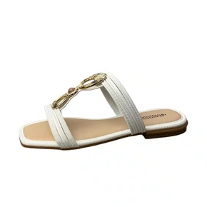 Rasteirinha Mississipi Feminina White Ferragem Dourada 