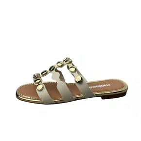 Rasteirinha Moleca Feminina Branco Off Dourado 