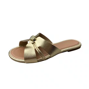 Rasteirinha Molekinha Infantil Feminina Dourado Ferragem Dourada