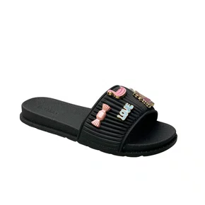 Rasteirinha Molekinha Infantil Feminina Preto Acompanha Acessórios 