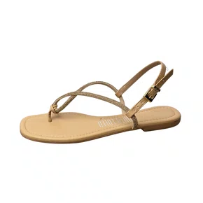 Rasteirinha Santa Lolla Feminina Palha Tira Cravejada 