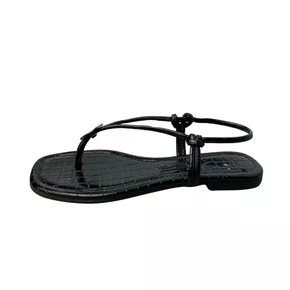 Rasteirinha Santa Lolla Feminina Preta Ferragem Prata 