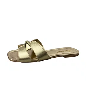 Rasteirinha Santinelli Feminina Ouro Light Couro 