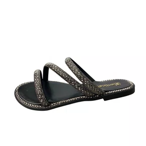 Rasteirinha Santinelli Feminina Preta Cravejada 