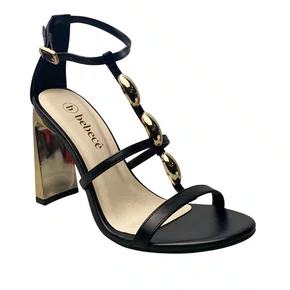 Sandálaia Bebecê Feminino Preto Ferragens Douradas 