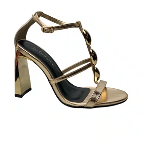 Sandália Bebecê Feminina Dourado Ferragens Douradas
