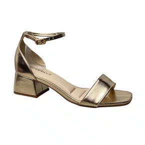 Sandália Bebecê Feminina Dourado Salto Bloco 