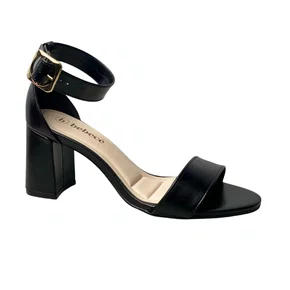 Sandália Bebecê Feminina Preto Fivela Dourada 